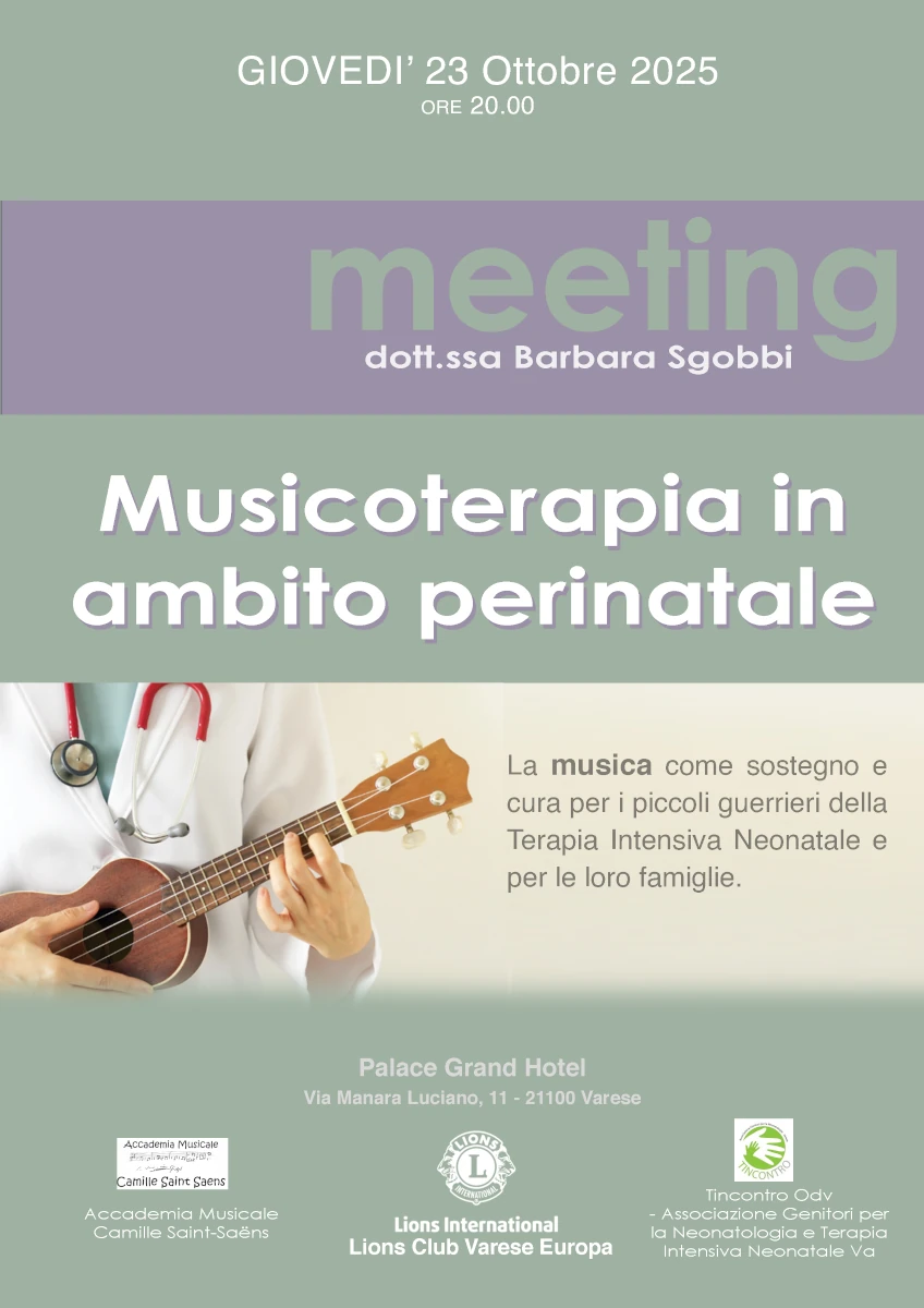 volantino evento Lions Varese Europa musicoterapia in ambito perinatale
