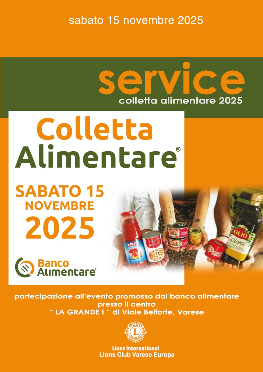 volantino evento Lions Varese Europa colletta alimentare