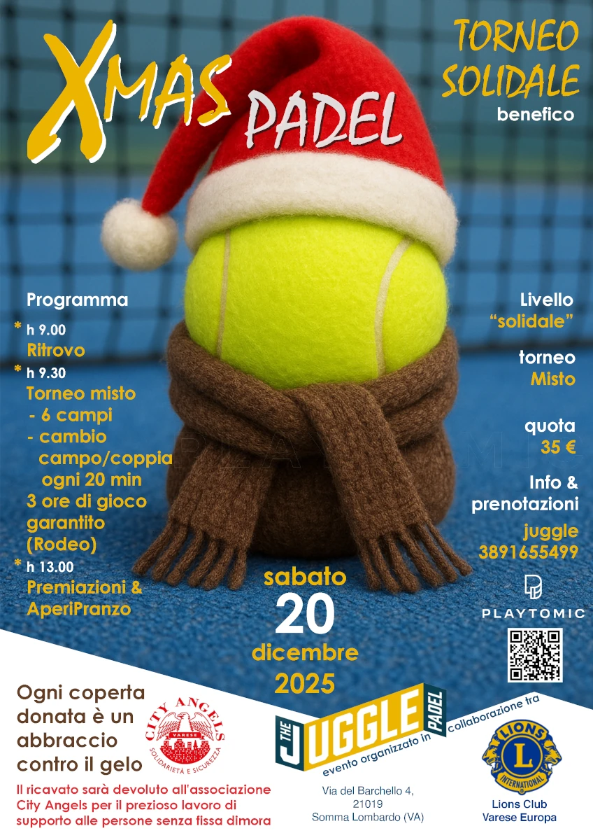 volantino evento Lions Varese Europa torneo di padel